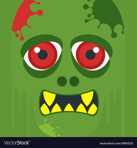 Zombie face muzzle halloween flat Royalty Free Vector Image