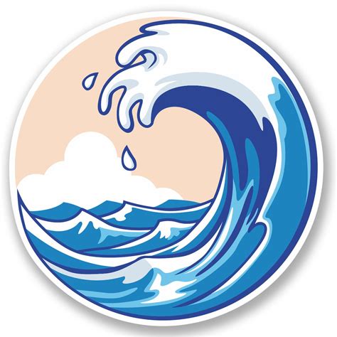 2 X Wave Vinyl Sticker Ipad Laptop Surf Surfer Wakeboard Board Japan Gift 4514 Ocean Wave ...