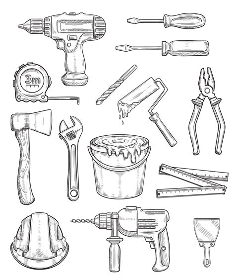 Tool sketch of repair and construction instrument 13174682 Vector Art at Vecteezy