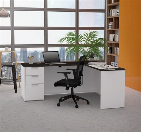 71" x 62" Modern L-shaped Desk in White & Deep Gray – ComputerDesk.com