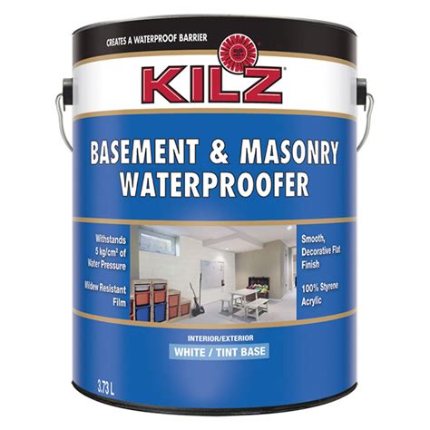 Kilz Basement and Masonry Waterproofer - Interior/Exterior - Mildew Resistant - White Base - 3. ...