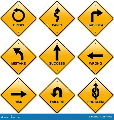 Rhombic Yellow Road Signs With Tools Stock Photo | CartoonDealer.com #44121720