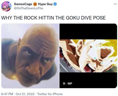 WHY THE ROCK HITTIN THE GOKU DIVE POSE | Flying Black Adam | Know Your Meme