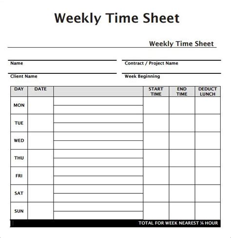 Weekly Employee Timesheet Template | Timesheet Template pertaining to Weekly Time Card Templat ...