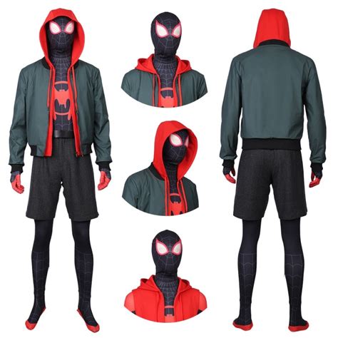 Spider Man Into The Spider Verse Cosplay Costumes Miles Morales Suit Top Level ...