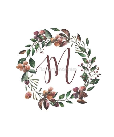 Monogram M Fresh Garden Flowers And Foliage Sticker by floralmonogram | Flower garden, Monogram ...