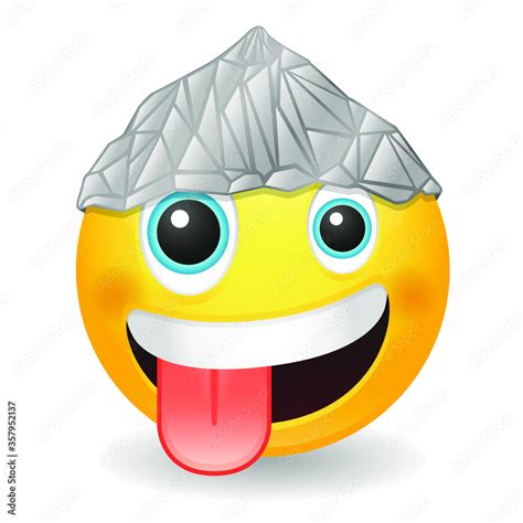 Conspiracy face with tin foil hat emoji with paranoid expression. Suspicion emoticon disbelief ...