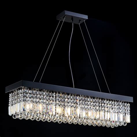 Rectangular Crystal Chandelier - Dining Room Pendant Light - Sofary