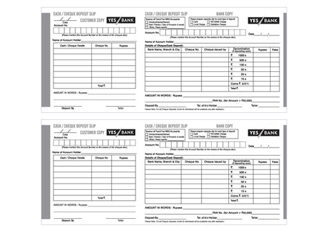 Printable Bank Deposit Slip