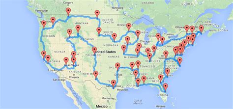 A Map of the Optimal United States Road Trip That Hits Landmarks in All 48 Contiguous States and ...