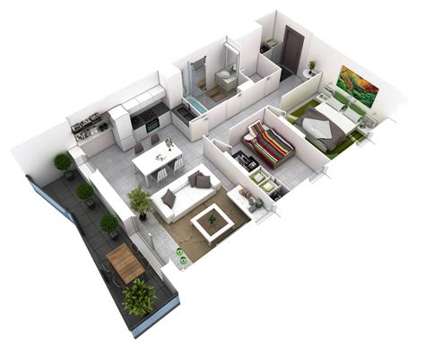 25 More 2 Bedroom 3D Floor Plans