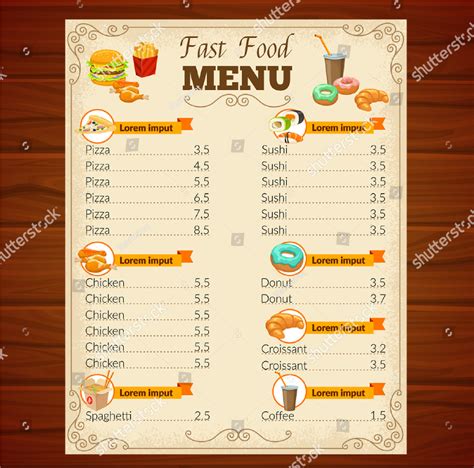 Menu Card - 14+ Examples