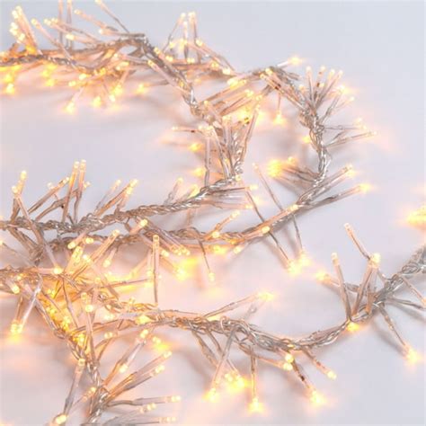 Cluster Garland String Light - 440 Warm White LED Lights, 11 Foot Clear Strand, Plug In ...