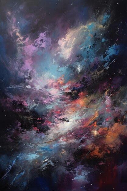 Premium Photo | A painting of a galaxy with a purple and blue background.