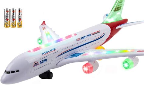 Contains Beautiful 3D Light and Jet Engine Zviku Kids Airplane A380 Toy Plane Self Driving Bump ...