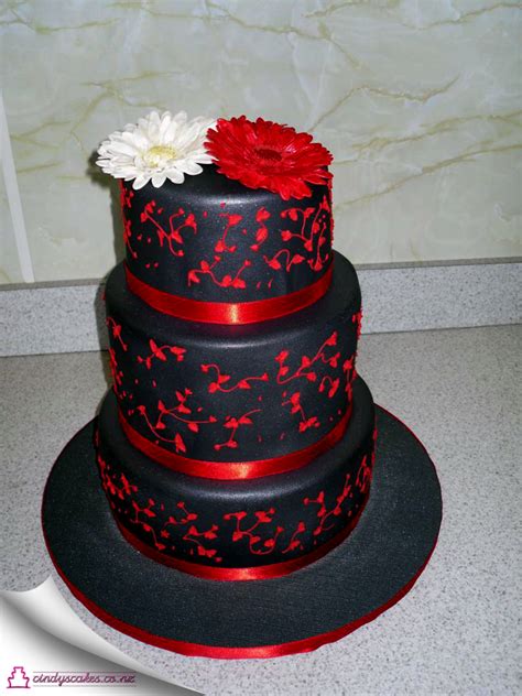 Black with Red Wedding Cake - Welcome to Cindy's Cake Art