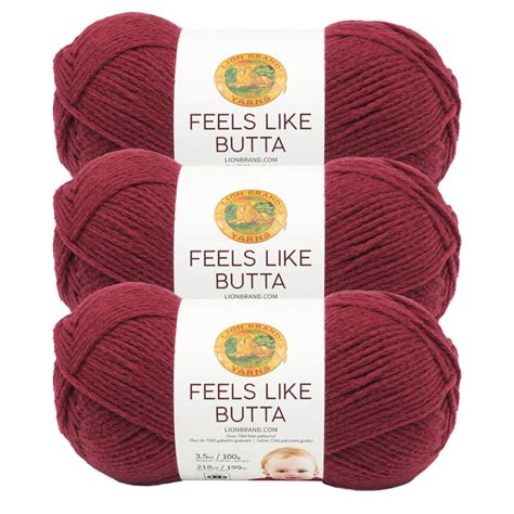 Lion Brand Yarn Feels Like Butta Cranberry Super Soft Baby Medium Polyester Red Yarn 3 Pack ...