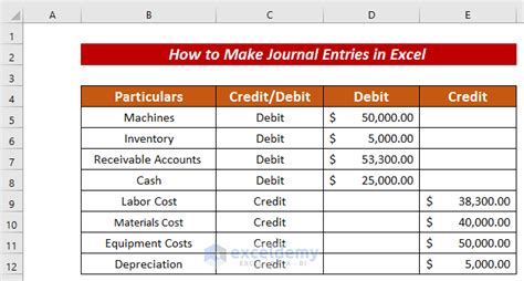 How to Make Journal Entries in Excel - 3 Steps