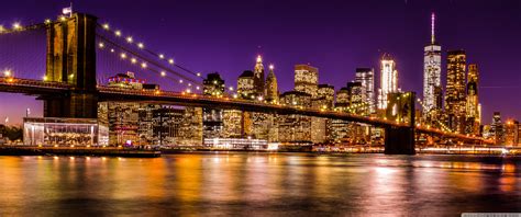 Brooklyn Bridge at Night Ultra HD Desktop Background Wallpaper for : Multi Display, Dual Monitor ...