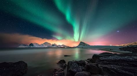 lofoten, polar lights, arctic, night, 1080P, northern lights, europe, landscape, norway, night ...