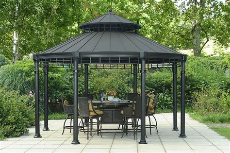 Amazon.com : Sunjoy Victoria Round, Hard-Top, Black Gazebo : Garden & Outdoor