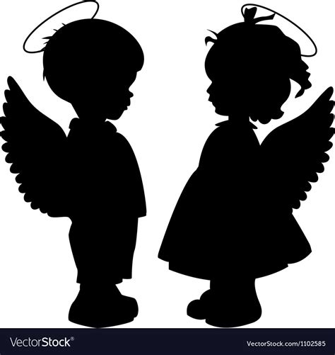 Angel silhouettes set Royalty Free Vector Image