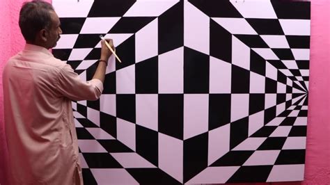 Optical illusion 3d Wall Painting | 3d Wall Decoration Effect | Wall Art Technique | interior ...