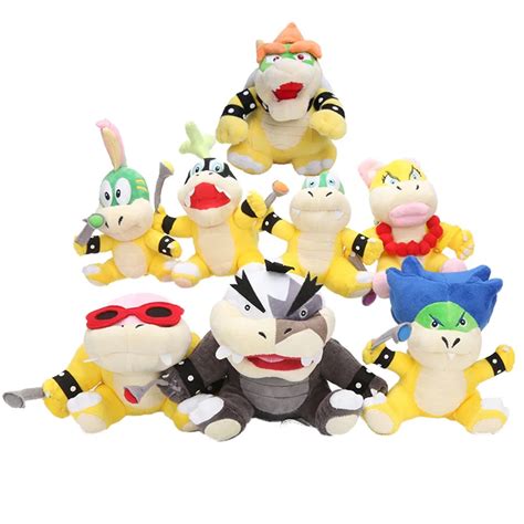 8pcs/set Super Mario Koopalings Plush Toys Wendy LARRY IGGY Ludwig Roy Morton Lemmy bowser O ...