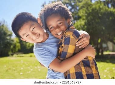 Portrait Children Friends Hugging Park Together Stock Photo 2281563737 | Shutterstock