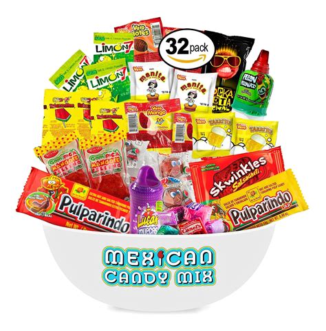 Mexican Candy Assortment Snacks (32 Count), Variety Of Spicy, Sweet, Sour Bulk Candies Dulces ...