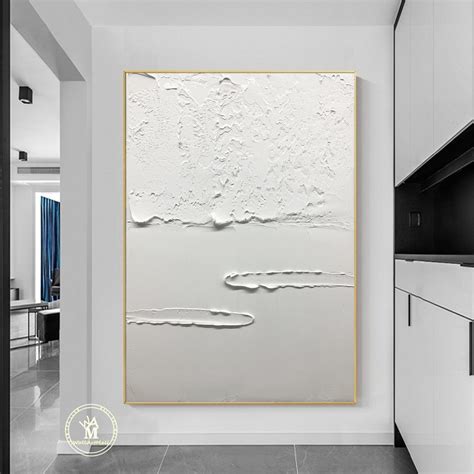 Large White Minimalist Painting White Abstract Wall Art White - Etsy