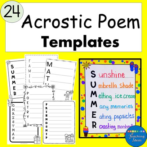 Acrostic Poem Templates for a Variety of Holidays Subjects and Seasons - Hands-On Teaching Ideas