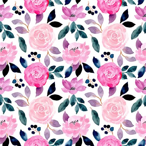 Pink Flower Watercolor Seamless Pattern Background, Wallpaper, Pattern, Floral Background Image ...