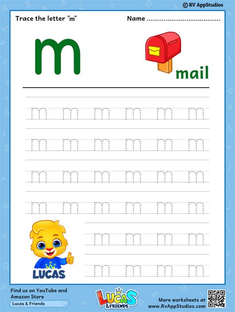 Trace Lowercase Letter 'm' Worksheet for FREE!