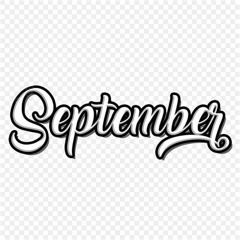 Month September Clipart Transparent PNG Hd, Calligraphy Script September Month Font Design Style ...