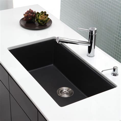 Black Granite Quartz Composite Undermount Kitchen Sink | Needlewoksinc