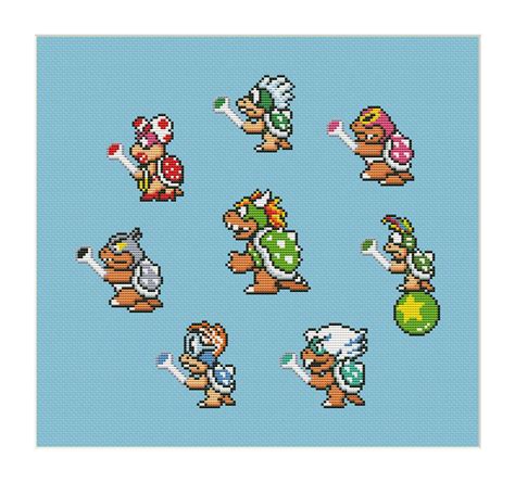 Super Mario Bowser and Koopalings Retro Video Game Cross - Etsy