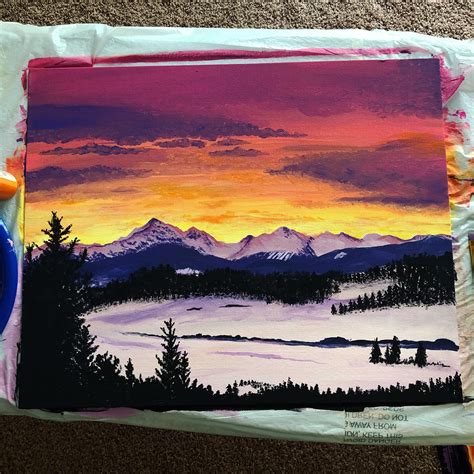 √ Sunset Painting Mountains - Popular Century