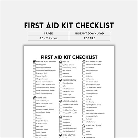 First Aid Kit, First Aid Checklist, Checklist Printable, Survival Kit, First Aid Supply List ...