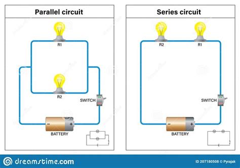 Series Circuit And Parallel Circuit Switch On Diagram Stock Vector - Illustration of circuit ...