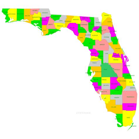 Free vector map Florida (State) US - counties areas and names: Ai, PDF and SVG in 1 archive