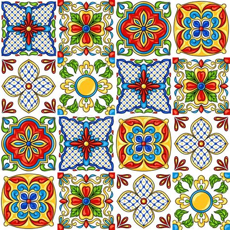 Mexican Talavera Ceramic Tile Pattern. Stock Vector - Illustration of ornament, azulejo: 127577106