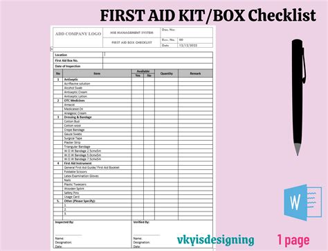 First Aid Kit Checklist Template Uk | ubicaciondepersonas.cdmx.gob.mx