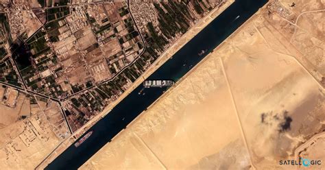 SUEZ CANAL, EGYPT: Satellite Images Show Stuck Container Ship | European Space Imaging