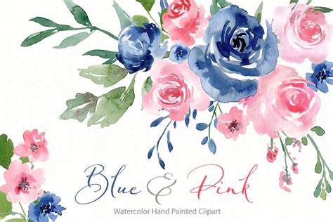 Watercolor Navy Indigo Blue Flowers | Pre-Designed Photoshop Graphics ~ Creative Market