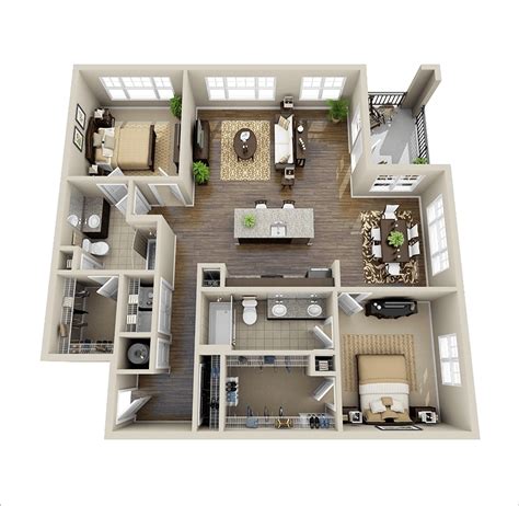 Primary Home 2 Bedroom House Floor Plan Design 3D Popular – New Home Floor Plans