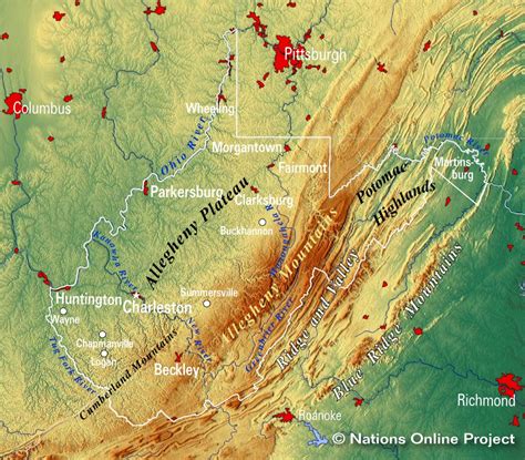 Map of the State of West Virginia, USA - Nations Online Project