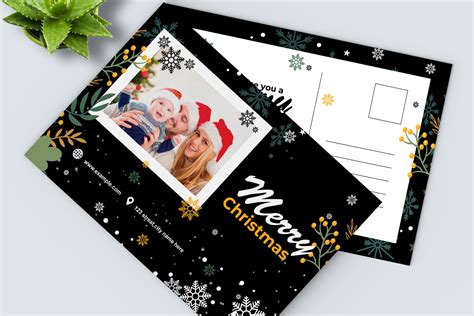 Merry Christmas Post Card Design Layout Graphic by MightyDesign · Creative Fabrica