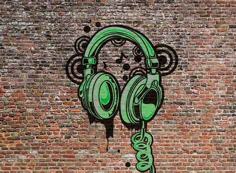 Wallpaper Mural - Graffiti on old brick wall - Photo Wallpaper