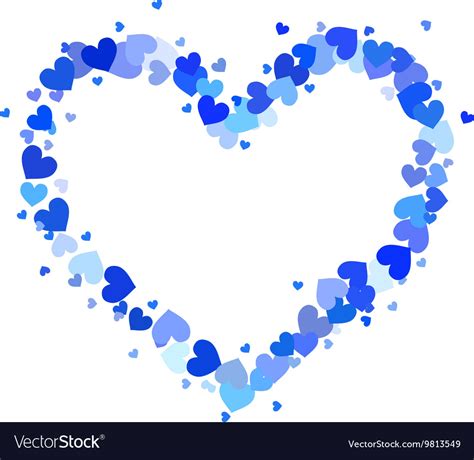 Heart contour made up little blue hearts Vector Image